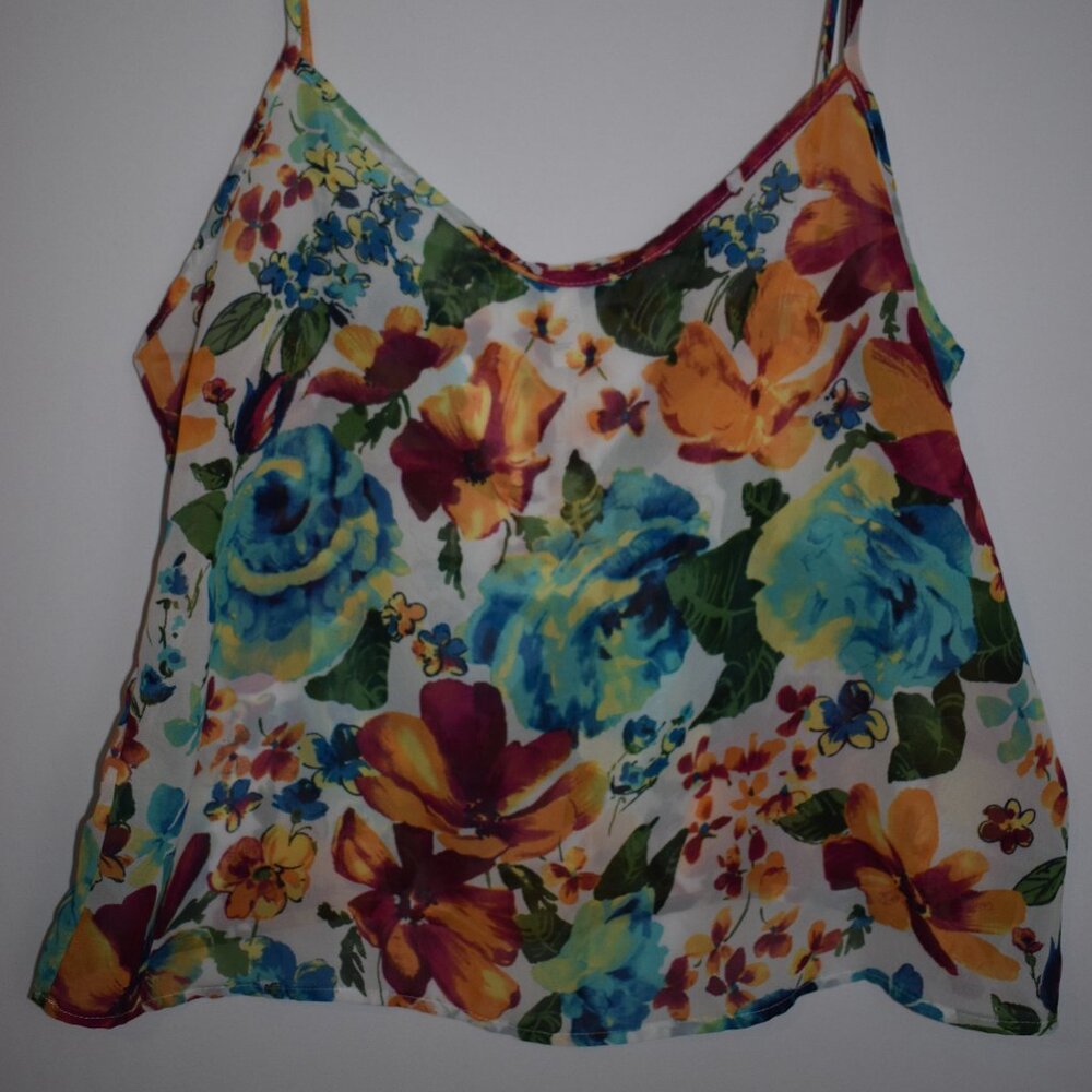 Chiffon American Apparel Floral‎ Camisole Loose Fitting Top Size M
